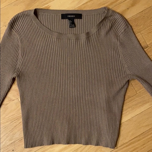 Forever 21 Ribbed Long Sleeve Cropped Sweater - Picture 2 of 4